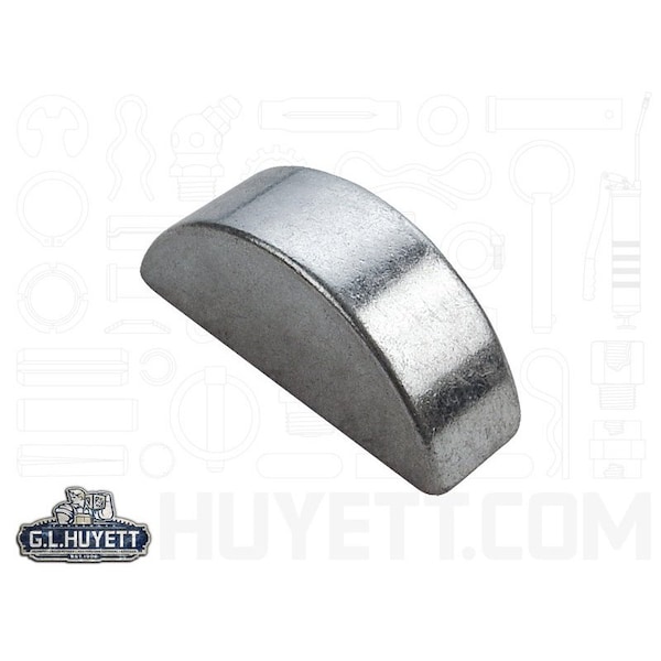 Woodruff Key, 1/2 x 2-3/4 in Key Size, 1622 SAE Number, 3/4 in H, Stainless Steel Plain